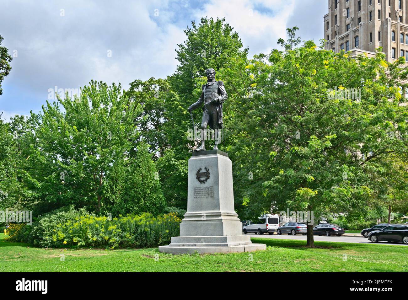 Statue of Lieutenant-Colonel John Graves Simcoe at Queen`s Park, Toronto Stock Photo